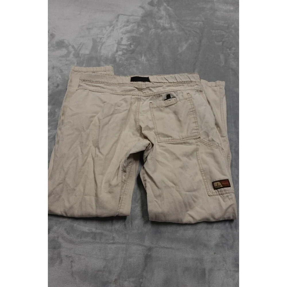 PrAna Relaxed Fit Mens Size‎ L 100% Cotton White Hiking Cargo Pants